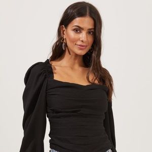 ASTR The Label, Puff Sleeve Square Neck Top, Size L